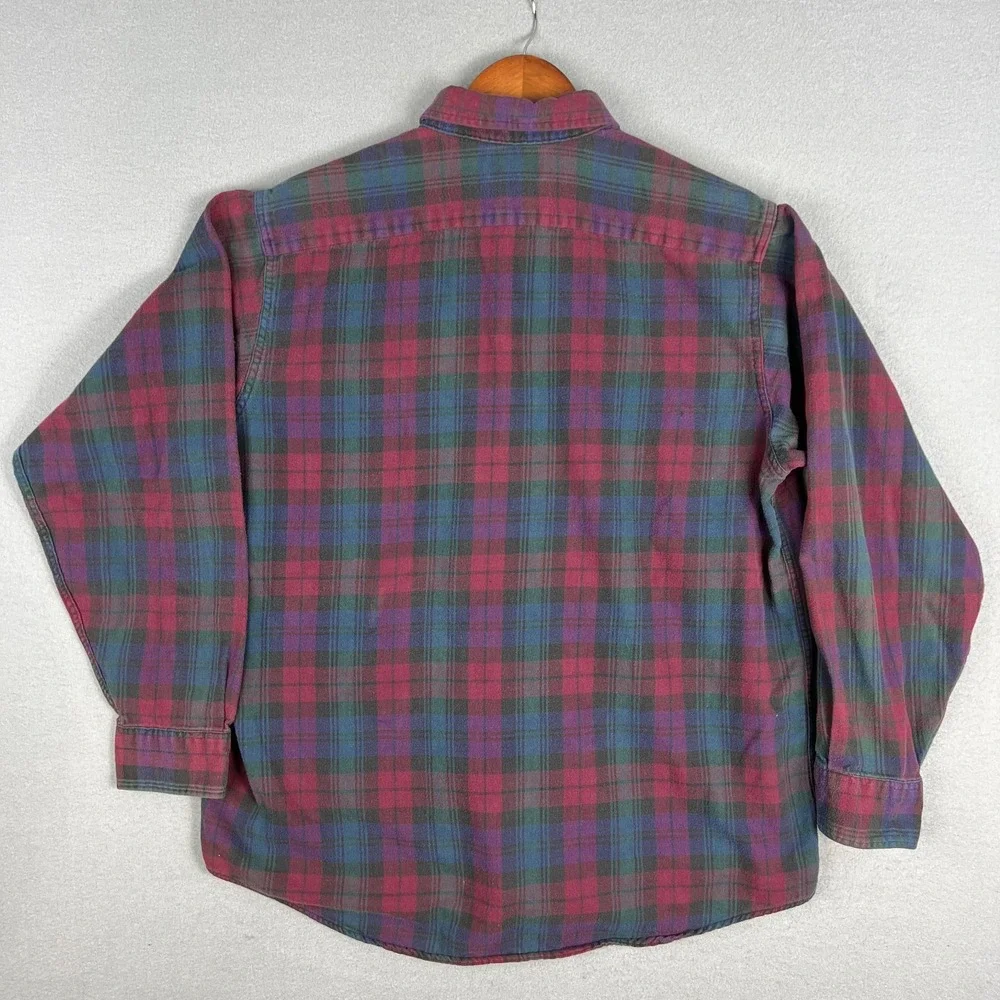 VTG LL Bean Northwoods Flannel Shirt Mens L Red Tartan Plaid Cotton 1990s USA‎